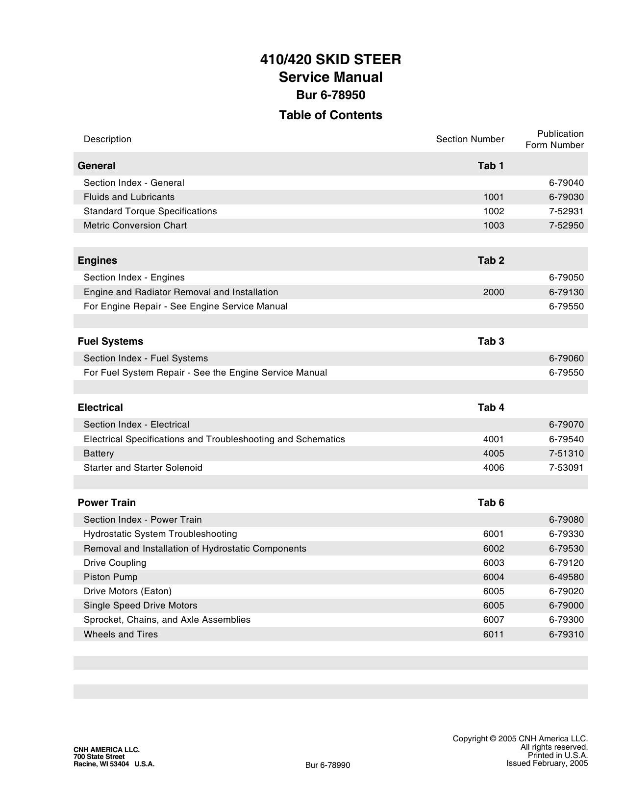 410 420 SKID STEER Service Manual